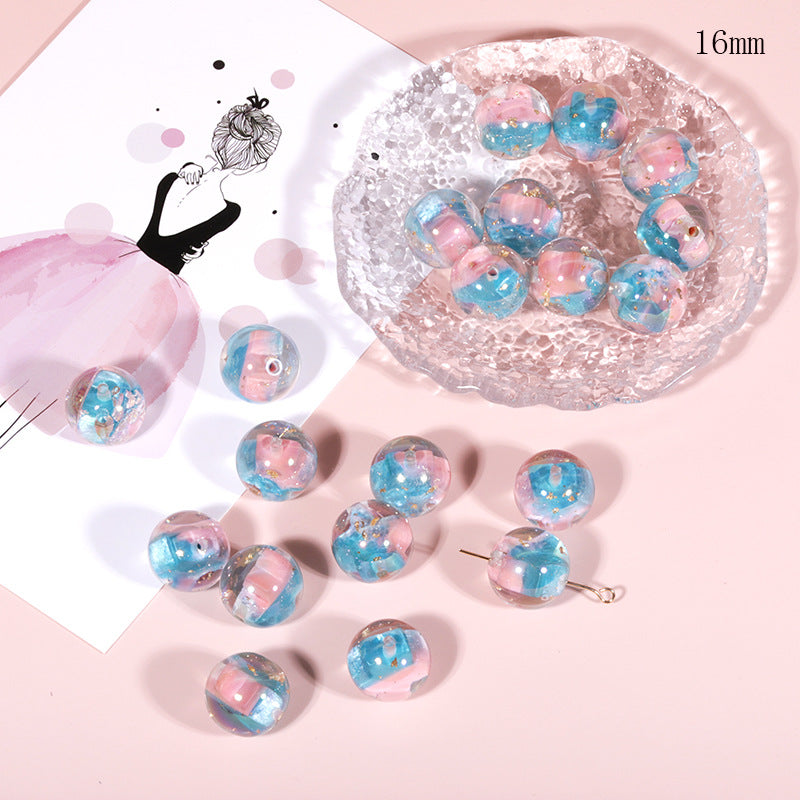 Wholesale Magic star geometric ball 16mm resin through hole loose beads